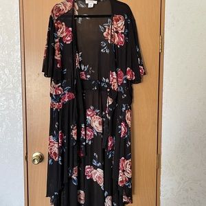 Sheer high low floral cardigan